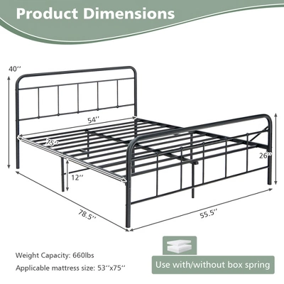 Costway Full Size Heavy Duty Metal Bed Frame Headboard Platform Mattress Foundation - Image 2