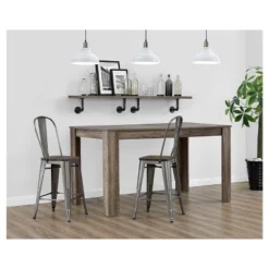 Set Of 2 24" Luxor Metal Counter Height Barstool With Wood Seat Antique Gun Metal - Room & Joy