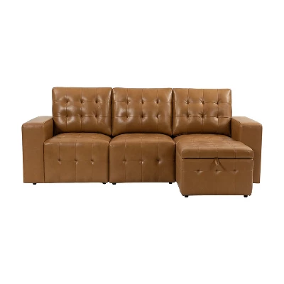 Javier Genuine Leather Upholstered Sofa Set 87" Wide Sofa With Removable Back Cushions And Hidden Interior Storage | ARTFUL LIVING DESIGN - Image 11