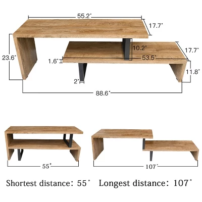 Constance 90° Rotation And Wide Extension Length From 55" To 107" Rectangle Console Table-The Pop Maison - Image 3