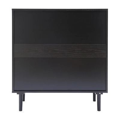 LuxenHome Black And Brown Wood 2-Door Storage Cabinet. - Image 13