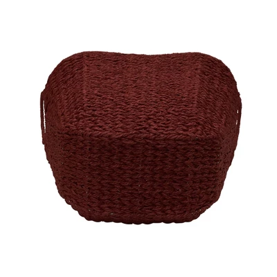 Household Essentials Tall Scoop Basket Paper Rope Burgundy - Image 3
