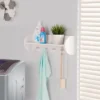 Danya B Utility Shelf With Four Large Stainless Steel Hooks White