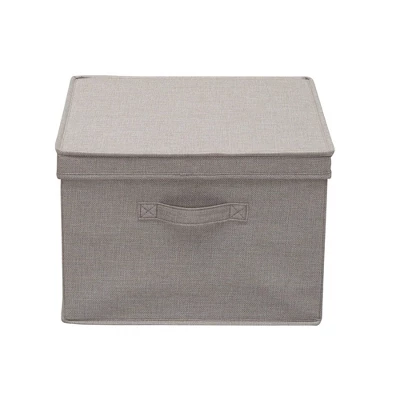Household Essentials Set Of 2 Square Storage Boxes With Lids Silver Linen - Image 3