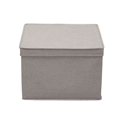 Household Essentials Set Of 2 Square Storage Boxes With Lids Silver Linen - Image 4