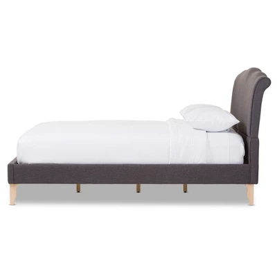 Queen Fannie French Classic Modern Style Polyester Fabric Platform Bed Dark Gray - Baxton Studio