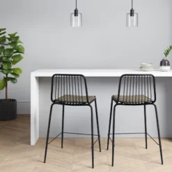 Set Of 2 Sodra Rounded Seat Wire Counter Height Barstool Black - Thresholdâ˘