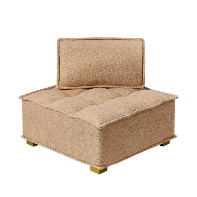Cecily 31.50"W Square Oversized/Corner Faux Shearling Teddy Upholstered Seating Lounge Chair/Lazy Sofa With Removable Pillow-Maison Boucle - Image 5