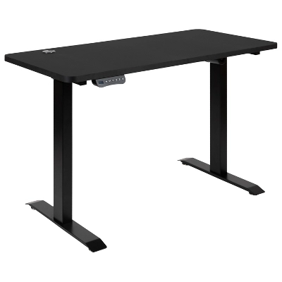 Emma And Oliver 48" Wide Black Electric Adjustable Standing Desk & Black Swivel Office Chair - Image 3