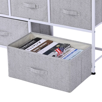 HOMCOM 40" L 5 Drawer Horizontal Storage Cube Dresser Unit Bedroom Organizer Livingroom Shelf Tower With Fabric Bins - Image 5