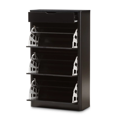 Cayla Modern And Contemporary Wood Shoe Cabinet - Black - Baxton Studio