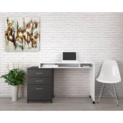 2pc Essentials Home Office Set With 3 Drawer File Cabinet - Nexera - Image 6