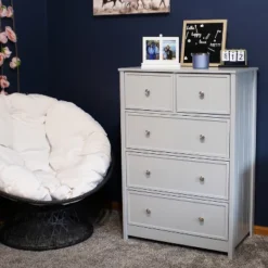 Sunnydaze Decor Sunnydaze Beadboard Vertical Dresser Chest With 5 Drawers - 43.5" H - Gray