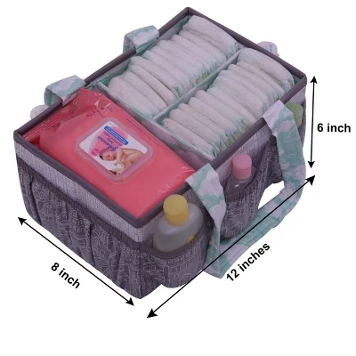 Bacati - Clouds In The City Mint/Gray Nursery Storage Caddy - Image 3