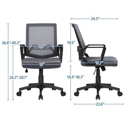 Yaheetech Adjustable Mid-Back Office Chair Computer Chair With Wheels - Image 2