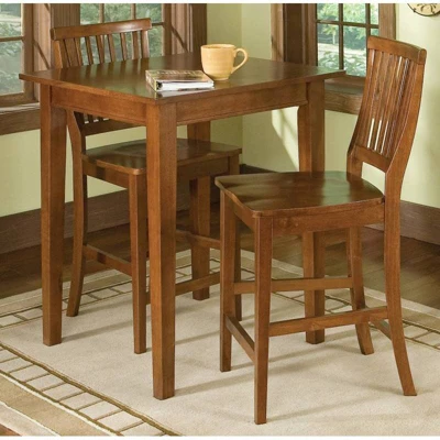 3pc Bistro Counter Height Dining Sets With 2 Stools Wood/Natural - Home Styles - Image 2