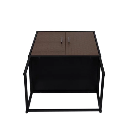 Arina 2 Door Leatherette With Bands Weaving Vision High Accent Cabinet With Adjustable Shelf - The Pop Home - Image 5