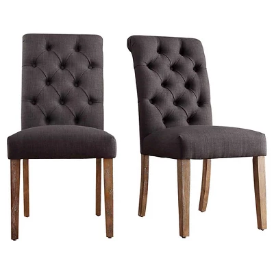 Set Of 2 Gramercy Button Tufted Dining Chair Wood - Inspire Q - Image 8