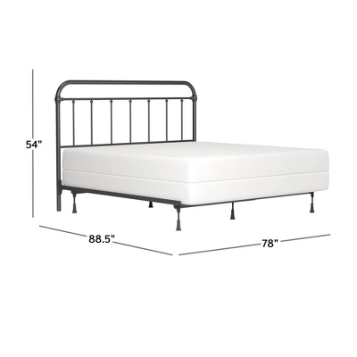 King Kirkland Metal Headboard With Frame Aged Pewter - Hillsdale Furniture - Image 2