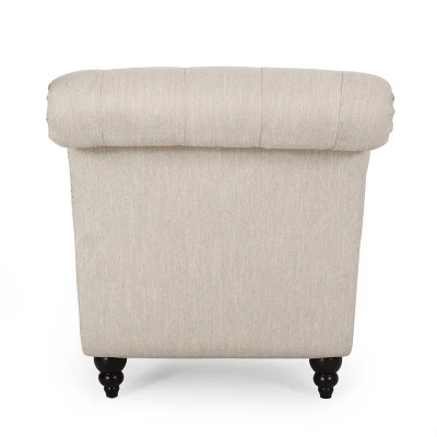Varnell Contemporary Fabric Button Tufted Chaise Lounge Beige/Dark Brown - Christopher Knight Home - Image 5