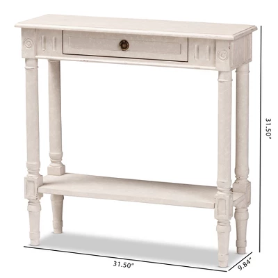 Ariella Whitewashed 1 Drawer End Table White - Baxton Studio - Image 8