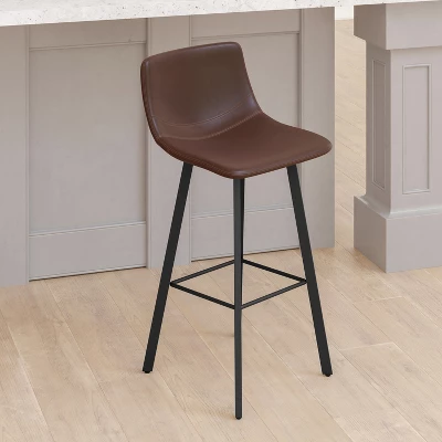 Emma And Oliver Set Of Two 30" Modern Upholstered Barstools, Matte Metal Frames And Plastic Floor Glides - Image 2