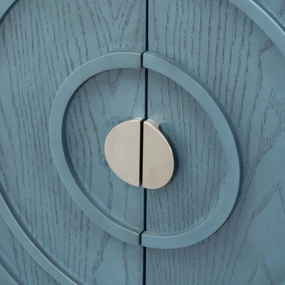 Retro 60" Sideboard With Circular Groove Design And Round Metal Handle-ModernLuxe - Image 14