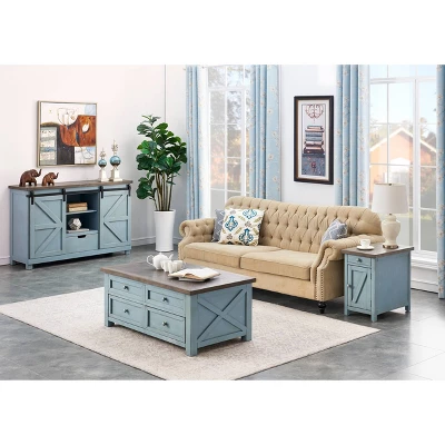 Skye Occasional 1 Drawer And 1 Door Chairside Cabinet Blue - Treasure Trove Accents - Image 4