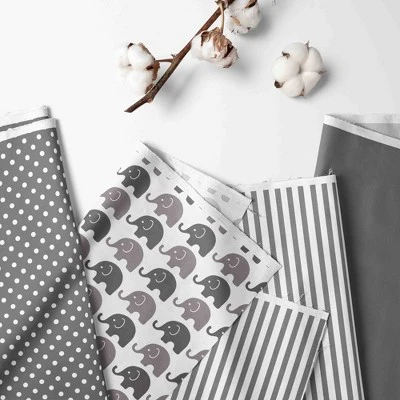 Bacati - Elephants White/Gray Fabric Storage Toy Chest