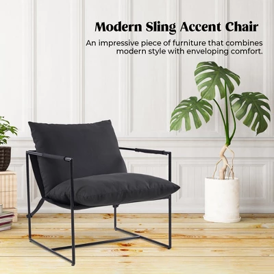 FERPIT Upholstered Sling Accent Chair With Metal Frame Modern Style - Image 6