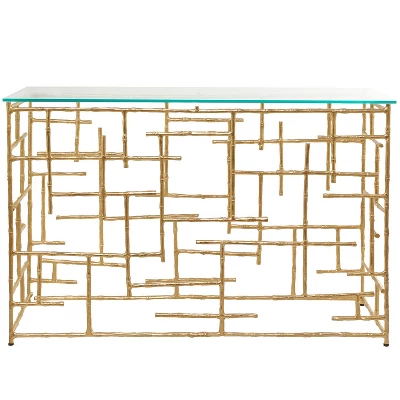 Contemporary Aluminum Console Table Gold - Olivia & May - Image 4