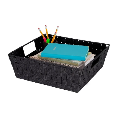Simplify Large 13" Woven Strap Storage Bin Black - Image 2