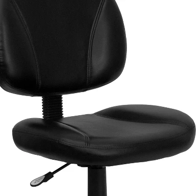 Emma And Oliver Mid-Back Black LeatherSoft Ergonomic Task Office Chair - Back Depth Adjustment - Image 4