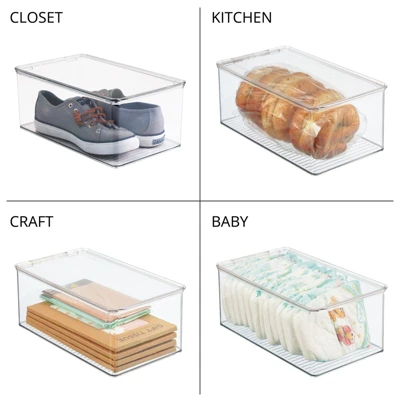 MDesign Stackable Bathroom Storage Bin Box With Lid - Image 5