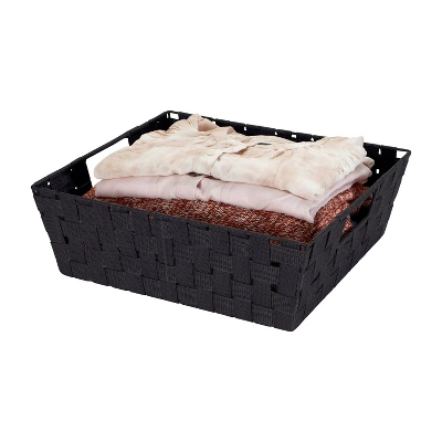 Simplify Large 13" Woven Strap Storage Bin Black - Image 4