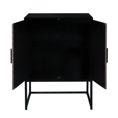 Arina 2 Door Leatherette With Bands Weaving Vision High Accent Cabinet With Adjustable Shelf - The Pop Home - Image 4