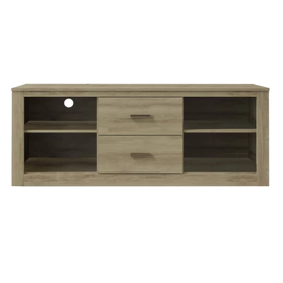 Wooden 2 Drawers And 4 Open Compartments TV Stand For TVs Up To 59" Brown - The Urban Port - Image 3