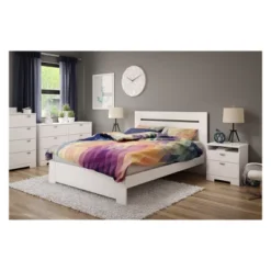 Reevo Nightstand With Drawers And Cord Catcher Pure White - South Shore