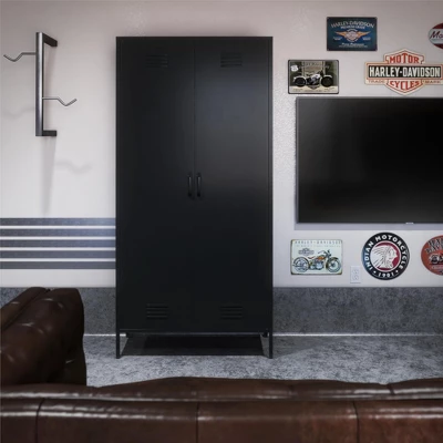 RealRooms Shadwick Tall 2 Door Closed Metal Storage Locker Cabinet