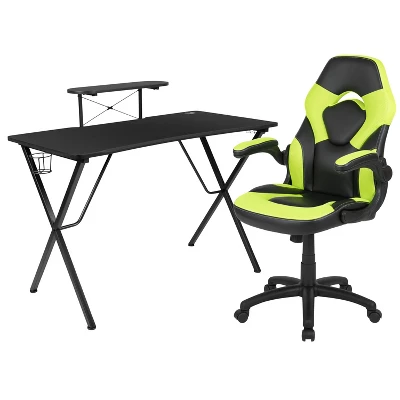 Flash Furniture Gaming Desk And Racing Chair Set With Cup Holder, Headphone Hook, And Monitor/Smartphone Stand - Image 11