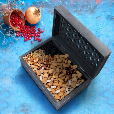 Mela Artisans Decorative Wooden Box With Hinged Lid In Trellis Design - Image 2