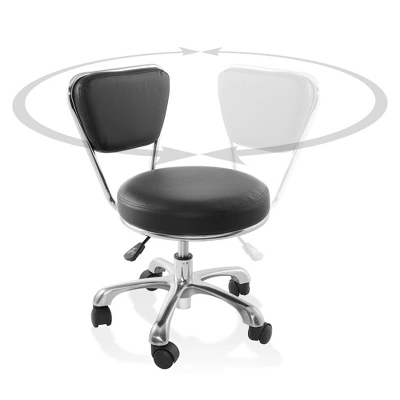 Saloniture Rolling Hydraulic Salon Stool With Backrest - Adjustable Swivel Chair For Spa Or Medical Office - Image 3