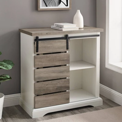 Tertia Modern Transitional Accent Cabinet With Sliding Plank Door - Saracina Home