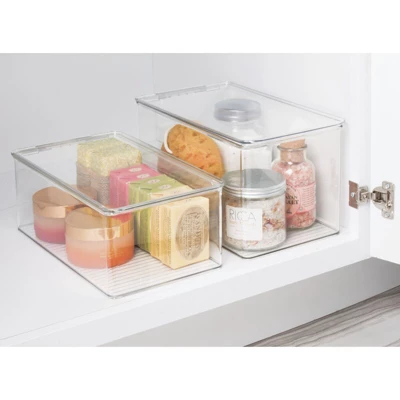 MDesign Stackable Bathroom Storage Bin Box With Lid