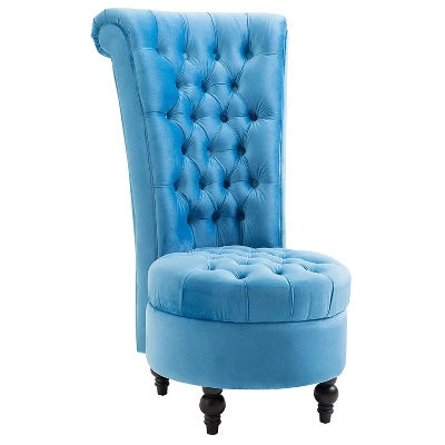 HOMCOM Retro High Back Armless Royal Accent Chair Fabric Upholstered Tufted Seat For Living Room, Dining Room And Bedroom - Image 5