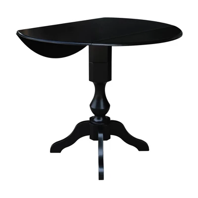 36.3" Smithson Round Pedestal Dual Drop Leaf Dining Table Black - International Concepts - Image 3