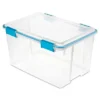 Sterilite 54 Quart Clear Plastic Stackable Storage Container Box Bin With Air Tight Gasket Seal Latching Lid Long Term Organizing Solution