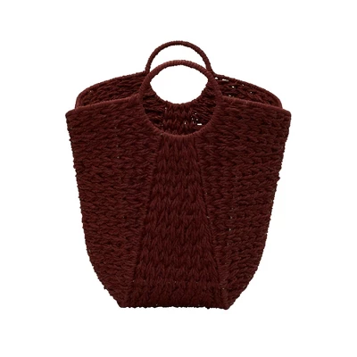 Household Essentials Tall Scoop Basket Paper Rope Burgundy - Image 4