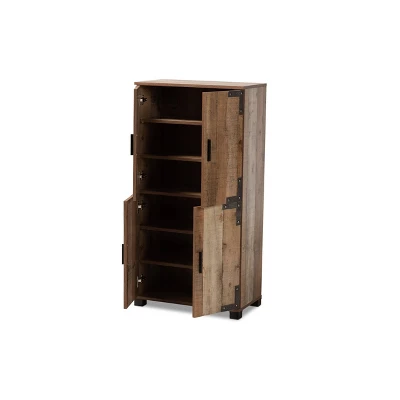 4 Door Cyrille Wood Shoe Cabinet Brown - Baxton Studio