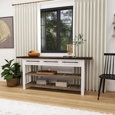 Farmhouse Wood Rectangle Console Table White - Olivia & May - Image 13